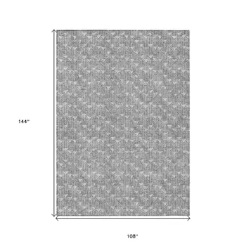 9' X 12' Gray Geometric Washable Non Skid Indoor Outdoor Area Rug