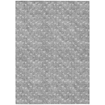 10' X 14' Gray Geometric Washable Non Skid Indoor Outdoor Area Rug