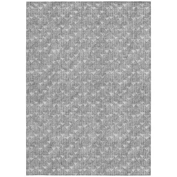 10' X 14' Gray Geometric Washable Non Skid Indoor Outdoor Area Rug