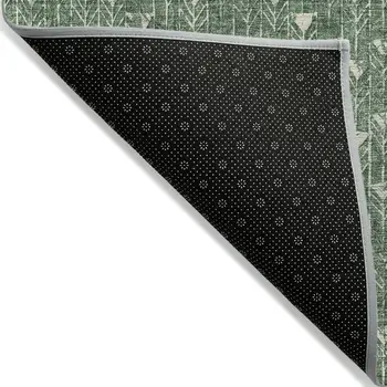 3' X 5' Sage Geometric Washable Non Skid Indoor Outdoor Area Rug