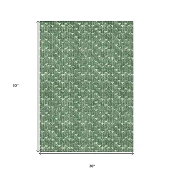 3' X 5' Sage Geometric Washable Non Skid Indoor Outdoor Area Rug