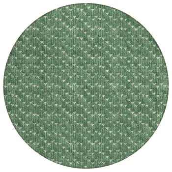 8' Sage Round Geometric Washable Indoor Outdoor Area Rug