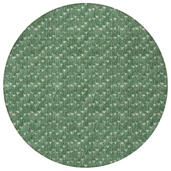 8' Sage Round Geometric Washable Indoor Outdoor Area Rug
