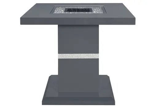 24" Dark Gray and Silver Faux Crystals Glass and Wood Square Pedestal End Table