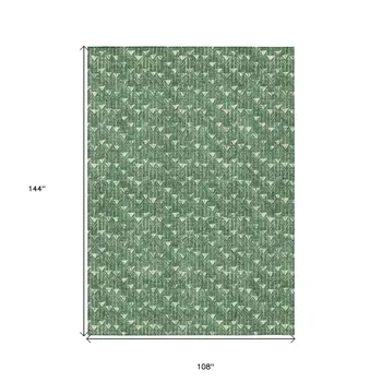 9' X 12' Sage Geometric Washable Non Skid Indoor Outdoor Area Rug