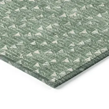 9' X 12' Sage Geometric Washable Non Skid Indoor Outdoor Area Rug