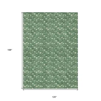 10' X 14' Sage Geometric Washable Indoor Outdoor Area Rug
