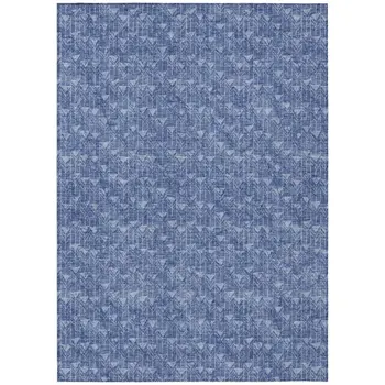3' X 5' Navy Blue Geometric Washable Non Skid Indoor Outdoor Area Rug
