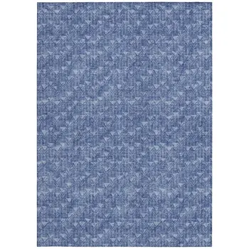 5' X 8' Navy Blue Geometric Washable Non Skid Indoor Outdoor Area Rug