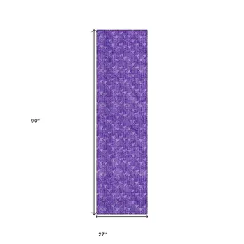 8' Runner Purple Geometric Washable Non Skid Indoor Outdoor Runner Rug