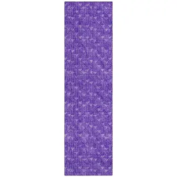 8' Runner Purple Geometric Washable Non Skid Indoor Outdoor Runner Rug