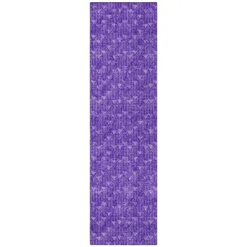 8' Runner Purple Geometric Washable Non Skid Indoor Outdoor Runner Rug