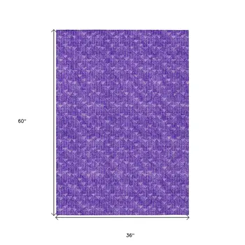 3' X 5' Purple Geometric Washable Non Skid Indoor Outdoor Area Rug
