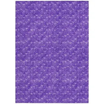 5' X 8' Purple Geometric Washable Non Skid Indoor Outdoor Area Rug