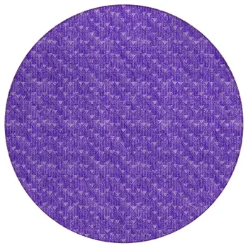 8' Round Purple Round Geometric Washable Non Skid Indoor Outdoor Area Rug