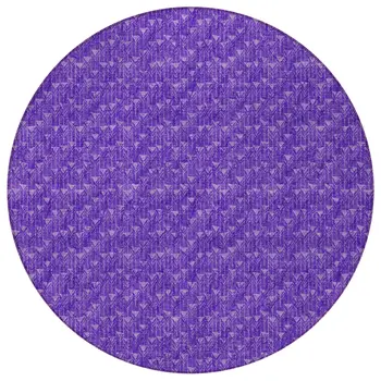 8' Round Purple Round Geometric Washable Non Skid Indoor Outdoor Area Rug