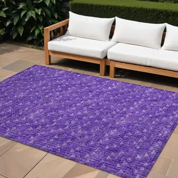 8' X 10' Purple Geometric Washable Non Skid Indoor Outdoor Area Rug