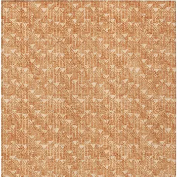 3' X 5' Bronze Geometric Washable Non Skid Indoor Outdoor Area Rug