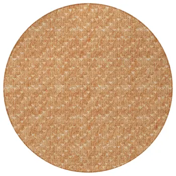 8' Round Bronze Round Geometric Washable Non Skid Indoor Outdoor Area Rug