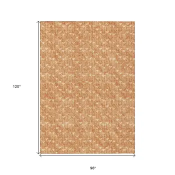 8' X 10' Bronze Geometric Washable Indoor Outdoor Area Rug