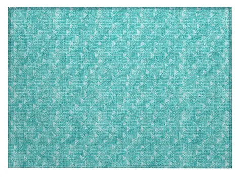 2' X 3' Turquoise Geometric Washable Non Skid Indoor Outdoor Area Rug