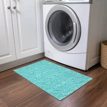 2' X 3' Turquoise Geometric Washable Non Skid Indoor Outdoor Area Rug