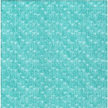 3' X 5' Turquoise Geometric Washable Non Skid Indoor Outdoor Area Rug