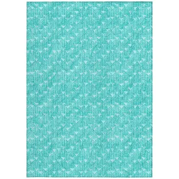 9' X 12' Turquoise Geometric Washable Non Skid Indoor Outdoor Area Rug