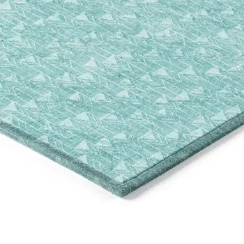 9' X 12' Turquoise Geometric Washable Non Skid Indoor Outdoor Area Rug