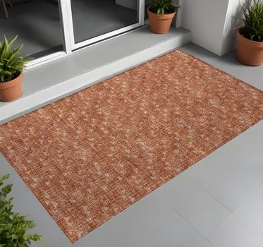 3' X 5' Terra Cotta Geometric Washable Non Skid Indoor Outdoor Area Rug