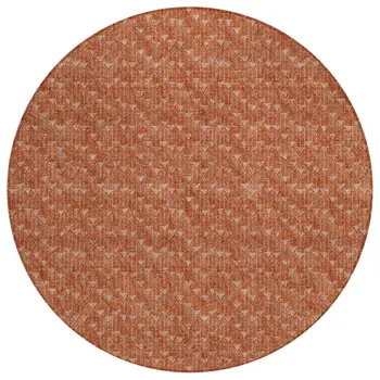 8' Round Terra Cotta Round Geometric Washable Non Skid Indoor Outdoor Area Rug