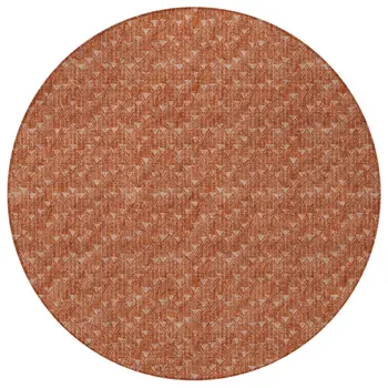 8' Round Terra Cotta Round Geometric Washable Non Skid Indoor Outdoor Area Rug