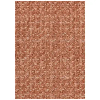 8' X 10' Terra Cotta Geometric Washable Non Skid Indoor Outdoor Area Rug