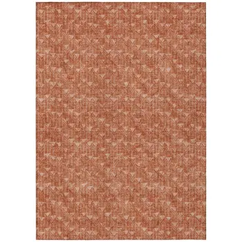 10' X 14' Terra Cotta Geometric Washable Non Skid Indoor Outdoor Area Rug