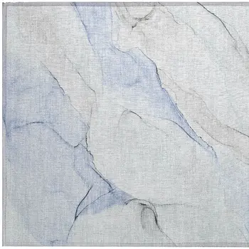 2' X 3' Ivory Blue and Gray Abstract Washable Non Skid Indoor Outdoor Area Rug