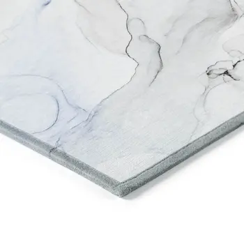 2' X 3' Ivory Blue and Gray Abstract Washable Non Skid Indoor Outdoor Area Rug