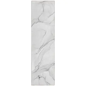 8' Runner Gray Abstract Washable Non Skid Indoor Outdoor Runner Rug