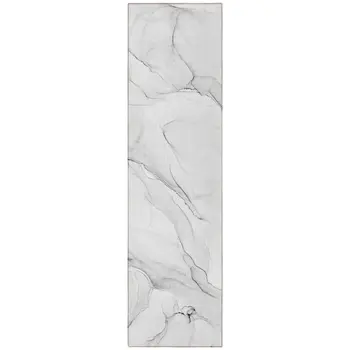 8' Runner Gray Abstract Washable Non Skid Indoor Outdoor Runner Rug