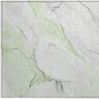 2' X 3' Green Abstract Washable Non Skid Indoor Outdoor Area Rug