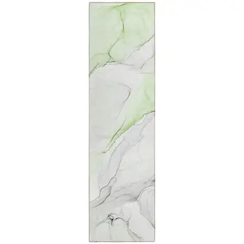 2' X 8' Green Abstract Washable Indoor Outdoor Runner Rug