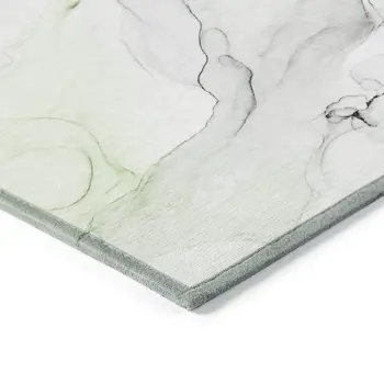 2' X 8' Green Abstract Washable Indoor Outdoor Runner Rug