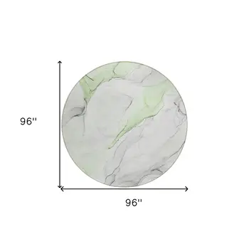 8' Round Green Round Abstract Washable Non Skid Indoor Outdoor Area Rug
