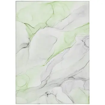8' X 10' Green Abstract Washable Non Skid Indoor Outdoor Area Rug