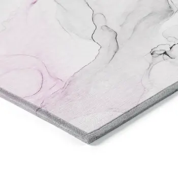 8' Round Gray and Pink Round Abstract Washable Non Skid Indoor Outdoor Area Rug