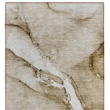 8' Runner Brown Abstract Washable Non Skid Indoor Outdoor Runner Rug