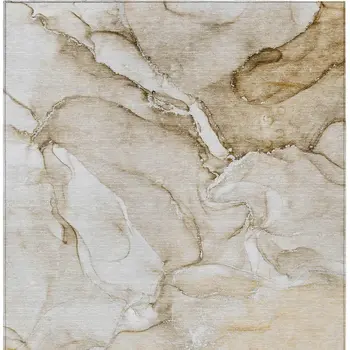 3' X 5' Brown Abstract Washable Non Skid Indoor Outdoor Area Rug