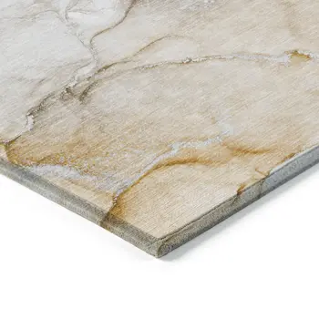 9' X 12' Brown Abstract Washable Non Skid Indoor Outdoor Area Rug