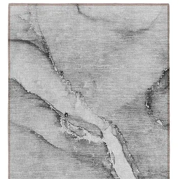 8' Runner Gray Abstract Washable Non Skid Indoor Outdoor Runner Rug