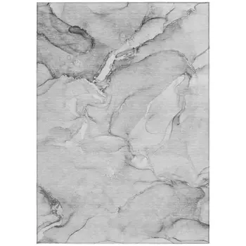 9' X 12' Gray Abstract Washable Non Skid Indoor Outdoor Area Rug