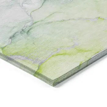 2' X 3' Blue and Green Abstract Washable Indoor Outdoor Area Rug
